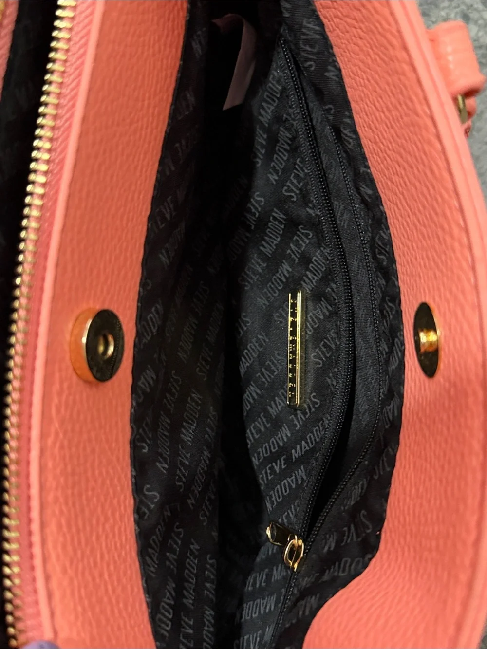 Steve Madden Coral Pink Pebbled Satchel with Strap & Pouch